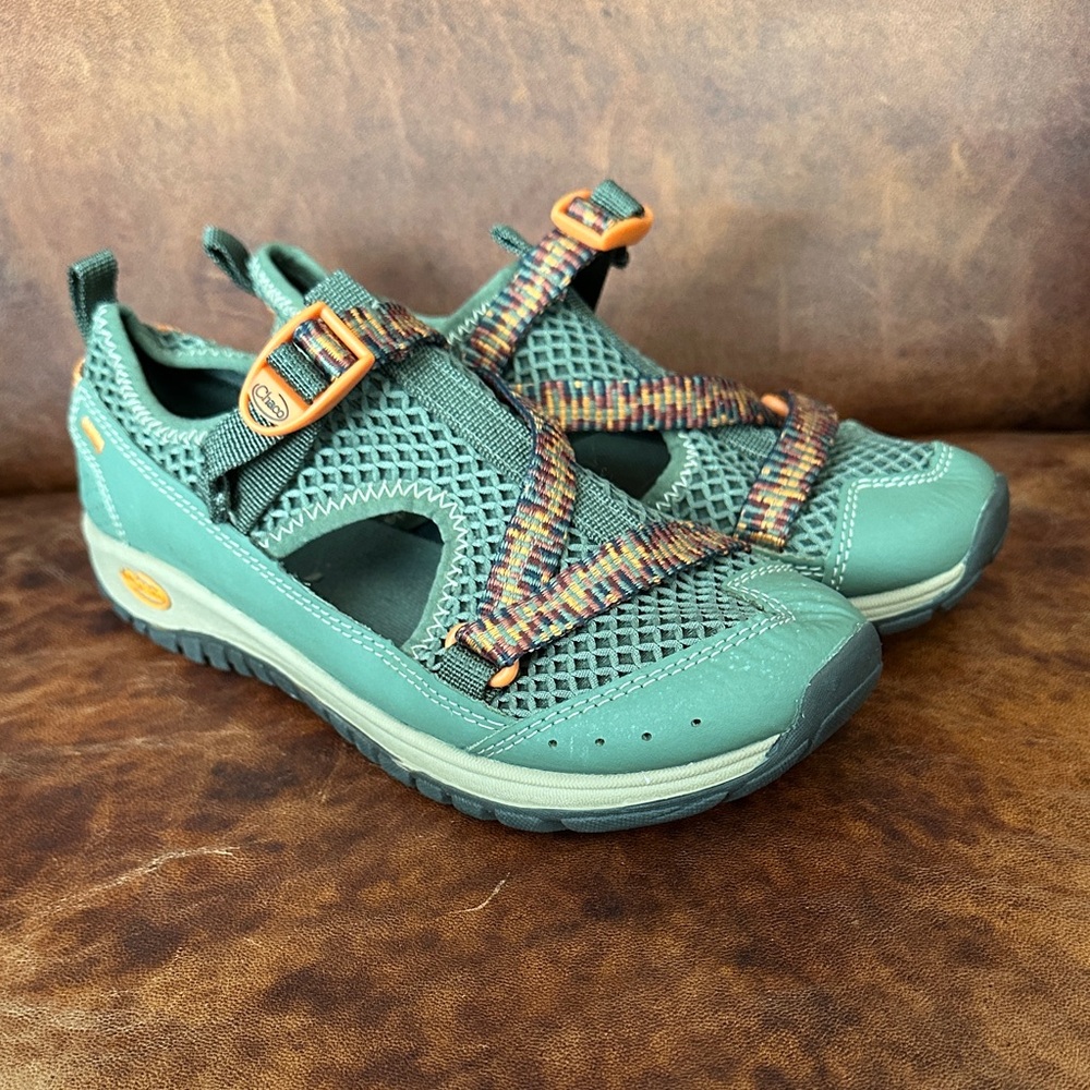 Chaco Green and Orange Kids Sandals